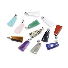 Pendant Necklaces 1pc Natural Semiprecious Tiger Eye Crystal Trapezoidal Necklace DIY Making Earrings Jewelry Accessories Gift