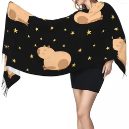 Scarves Tassel Scarf Large 196 68cm Pashmina Winter Warm Shawl Wrap Bufanda Female Capybaras And Stars Cashmere