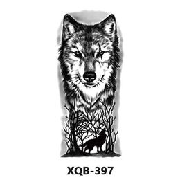 Makeup full arm Small animal tiger wolf flower tattoo sticker half waterproof female durable male black and white transfer