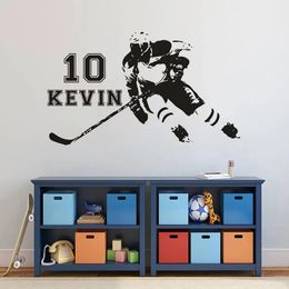 Stickers Custom Sports Man Vinyl Wall Decal Hockey Sports Player Wall Art Sticker Boys Sports Room Decor Personalised Name Sticker AZ525 20