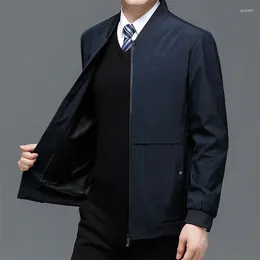 Men's Jackets Solid Thin Jacket Spring Autumn Lightweight Business Male Casual Outerwear Office Suit Zipper Clothing