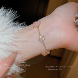 Designer Jewellery Luxury Bracelet Link Chain VanCa Kaleidoscope 18k Gold Van Clover Bracelet with Sparkling Crystals and Diamonds Perfect Gift for Women Girls FI53