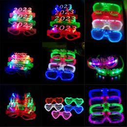 Party LED Glasses Glow In The Dark Halloween Christmas Wedding Carnival Birthday Party Props Accessory Neon Flashing Toys BJ