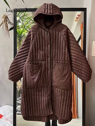 Lagabogy Winter Women Casual Long Hooded Puffer Jacket Ultra Light 90% White Duck Down Coats Female Autumn Oversized Parka 231229
