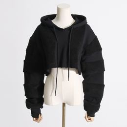 Mens Hoodie 24SS Fashion Ultra short exposed navel Print Long Sleeve Hoodies Women Casual Fit Sweatshirt Lambhair Size S-XL