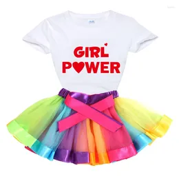 Clothing Sets Toddler Girls Set Tutu Dress Girl Baby Colour T Shirt 2024 Summer Princess Kids Boutique Outfits