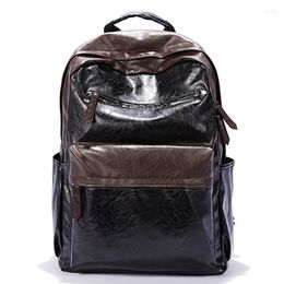 Backpack Men Pretty Style PU Leather Solid Color Commute High Quality Male Casual School Students Bags Wholesale