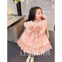 Down Coat Girls Winter Jacket Princess Dress Cotton Fluffy Coats Hooded Children's Clothing Long Wedding Party Clothes TZ998