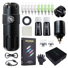 Dragonhawk Tattoo Machine Kit Complete Pen Wireless Machine Tattoo Kit Type-C Quickly Charge Battery Ink Set Tattoo Supplies 231229