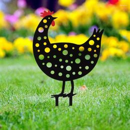 Garden Decorations Chicken Yard Art Decorative Hollow Out Metal Decor Outdoor Sculptures Decoration Ornament Stakes