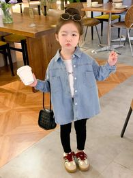 Jackets Children's Denim Jacket Spring And Autumn 2023 Thin Baby Girls' Western Style Shirt Clothing Rainbo