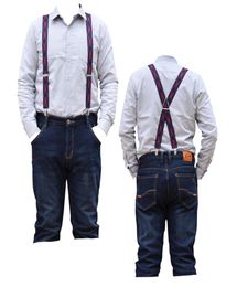solid Large Suspenders big Men Adjustable Elastic X Back Pants Women Suspender for Trousers 35 cm Clips grey navy blue black 220523525795
