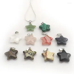 Pendant Necklaces Mixed Lot Natural Stone Star Shape Silver Colour Chain Chokers For Women 12pcs/lot