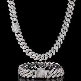 15mm 18mm 19mm Hip Hop Fine Jewellery Baguette Diamond Men Necklace Sterling Silver Fully Vvs Moissanite Luxury Cuban Link Chain293o