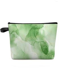 Cosmetic Bags Marble Line Gradient Grass Green Makeup Bag Pouch Travel Essentials Women Toilet Organiser Storage Pencil Case