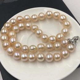 Pendants ELEISPL 10-11mm Baroque Round Bread Shape Pink Freshwater Pearl Necklace 17inch #22000465-23