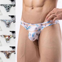 Underpants Mens Jockstrap Convex Pouch Briefs Low Waist Sexy Soft Printed Refreshing Panties High Elastic Underwear Calzoncillos Hombre