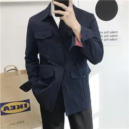 Men's Jackets Autumn Winter Retro Hunting Multi-pocket Workwear Jacket Fashionable British Style Handsome Men Overcoat Male Clothes