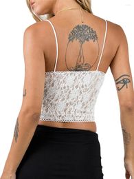 Women's T Shirts Elegant And Chic Lace-Up Corset Crop Top With Spaghetti Straps Open Back Irregular Hem - Perfect For A Night Out Or