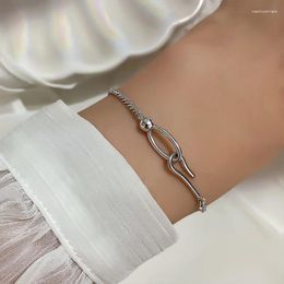 Link Bracelets 925 Stamp Silver Colour Bracelet For Women Girl Gift Korea Fashion Lucky Jewellery Drop Wholesale