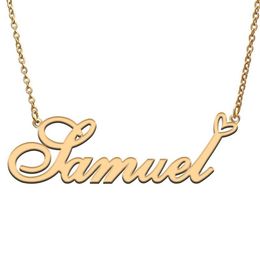 Pendant Necklaces Samuel Love Heart Name Necklace Personalised Gold Plated Stainless Steel Collar For Women Girls Friends Birthday195A