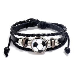 Leather Bracelet Fashion Pop Jewellery Personalised Beaded Soccer Fans Around the Commemorative Gift Sports Bracelet Men's Gifts