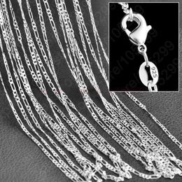 10pcs Lot 2mm Figaro Chain 925 Sterling Silver Jewellery Necklace Chains with Lobster Clasps Size 16 18 20 22 24 26 28 30 Inch3115