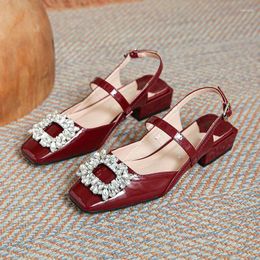 Sandals Women Shoes Summer Fashion Beautiful Shiny Rhinestones Leather Casual Heels Pumps Girl Sweet Plus Size