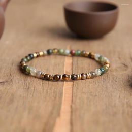 Strand YUOKIAA 4mm Vintage Natural Yellow Tiger Eye Agate Bead Bracelet With Spiritual Healing Meditation Jewellery Gift Unisex