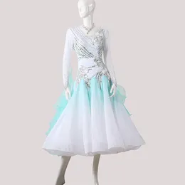 Stage Wear Ballroom Dancing Skirt Full-length One-piece Taut Waist Gradual Change Waltz Dress