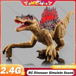 RC Dinosaur 2.4G Simulate Sound Spinosaurus Remote Control Model RC Velociraptor Intelligent for Kids Boys Girls Children's Gift 231229