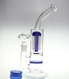 Hookahs New water pipe 8 arm perk with honeycomb perk blue green clear Colour 18.8mm glass joint 10.5 inch glass bong tobacco pipe