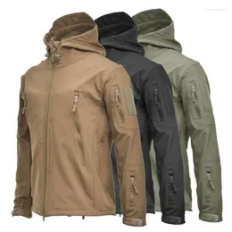 Men's Jackets Outdoor Camouflage Cotton Lining Jacket Solid Hooded Zipper Pockets Loose Sports Windproof Waterproof Ventilate Warm Coat