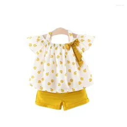 Clothing Sets Girls 2023 Style Summer Children Clothes Cute Dots Lace Bow Short Pants 2pc Kids