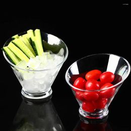 Dinnerware Sets 2 Pcs Portable Transparent Slanted Ice Cream Bowl Containers Dessert Holder Reusable Plastic Fruit Storage