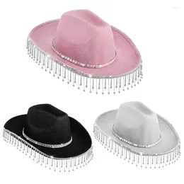 Berets Fringed Diamond Cowboy Hat For Women Teens Carnivals Party Lady Bachelorette Headwear Pography Accessories