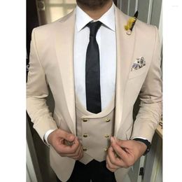 Men's Suits 2023 Wedding Blazer Single Breasted Peaked Lapel Costume Hombre Terno Regular 3 Piece Jacket Pants Vest Slim Fit