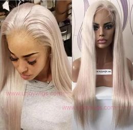 Wigs Ash Blond Front Lace Wigs White Blonde Color 60# Silky Straight European Virgin Human Hair Bleach Knots Fast Express Delivery