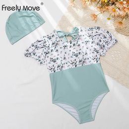 set Freely Move Toddler Children's Swimsuit Baby Girls Bodysuit Floral One Piece Swimwear 15 Year Old Kids Summer Beach Suit