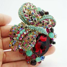 Vintage Butterfly Flower Multi-color Rhinestone Crystal Woman's Brooch Pin315T