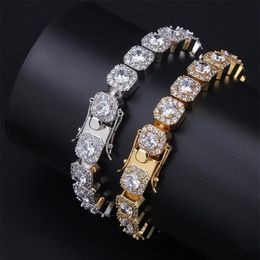 Hip Hop Mens Bracelets Diamond Tennis Bracelet Bling Bangle Iced Out Chains Charms Rapper Fashion Jewelry226D