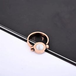 High-quality rose gold double-sided rotation With Side Stones Rings Fashion lady creative flip ring Send original gift box226m