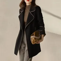 Women's Suits Jacket Dress Outerwears Blazer Woman Colorblock Overcoat Over Coats For Women Clothes Trench Coat Loose Black Long Korean