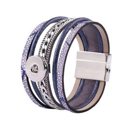 Charm Bracelets Est Bohomia Handmade Snap Button Bracelet Beach Jewellery Fit 18mm Interchangeable Leather Magnetic Clasp2172