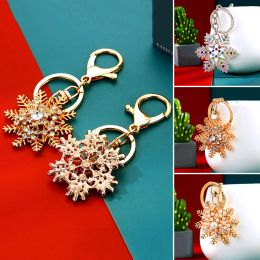 Creative Snowflake Shape Pendant Shiny Rhinestone Keychain Women Men Car Key Ring Holder Fashion Women's Bag Hanging Accessories