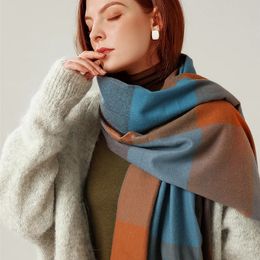 Designer knitted spring winter women scarf plaid warm cashmere scarves shawl luxury brand neck bandana Striped plaid shawl 231229