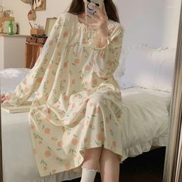 Women's Sleepwear 2024 Girls Spring Autumn Long Sleeve Nightdress Female Cute Sweet Princess Nightgowns Student Home Clothes Women