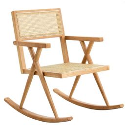 Camp Furniture Solid Wood Imitation Rattan Rocking Chair Suitable For Balconies Gardens And Camping Sites