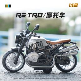 Mingyuan Boxed 1:12 Simulated Latte Alloy Motorcycle Model Q-version Sound and Light Echo Boy Gift Toy