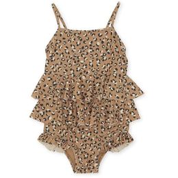 set deer jonmi New 2022 Summer Children Leopard Printed Swimwear Shoulder Off Jumpsuits Vacation Beach Baby Girls Bikini Swimsuits